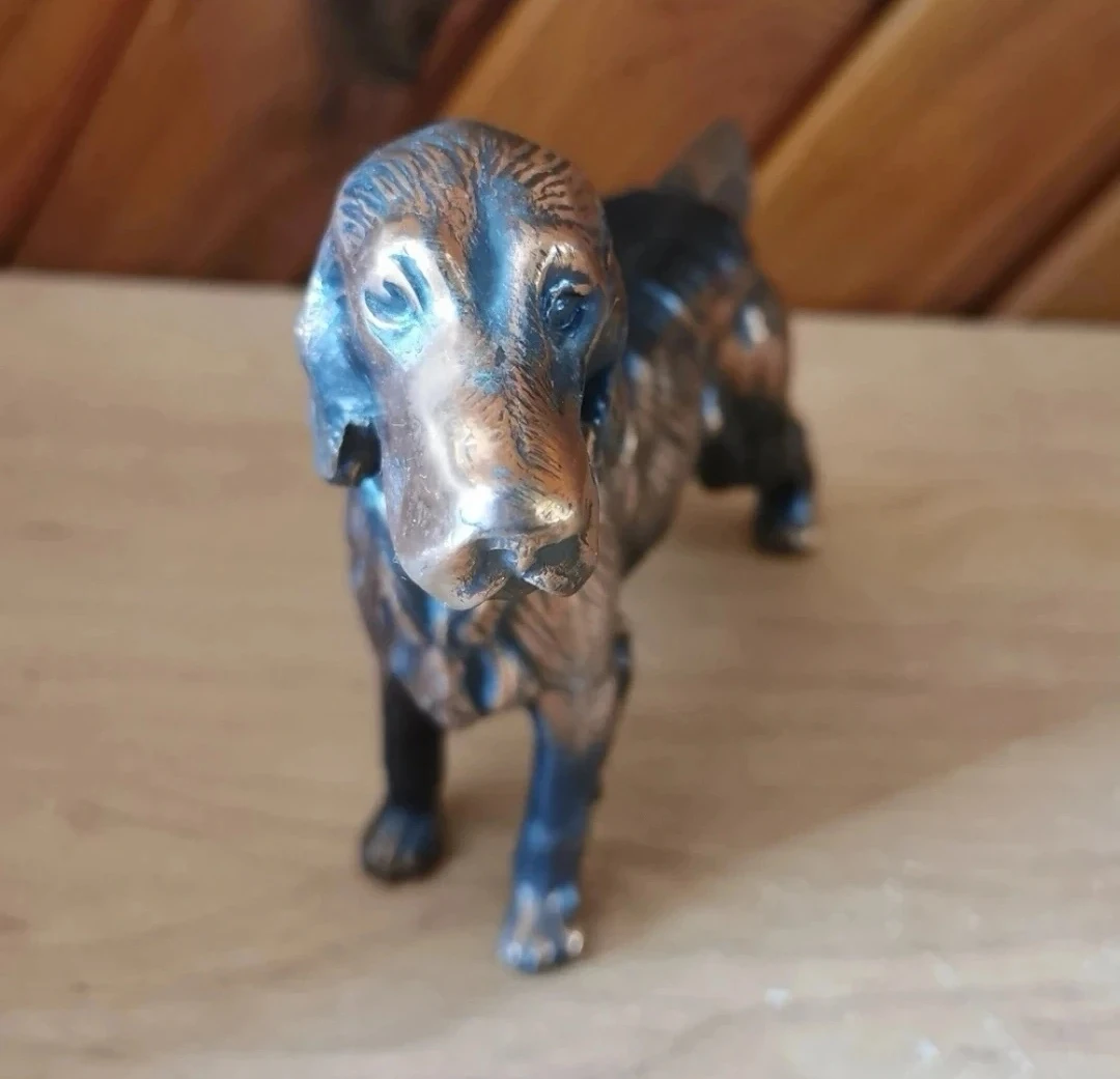 Vintage Solid Cast Bronze Dog Sculpture – Detailed Figure - photo 5
