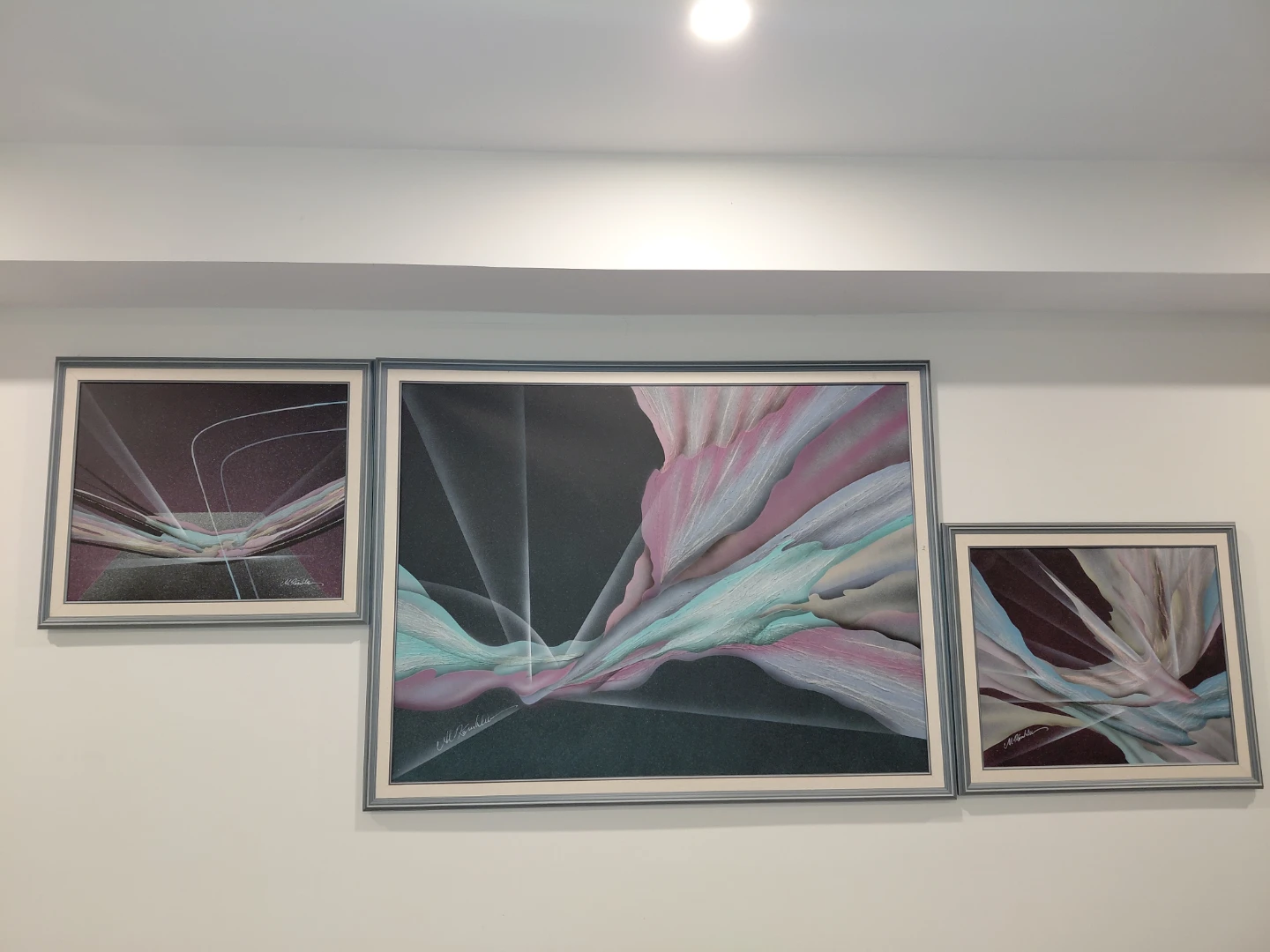 Set of 3 Framed Abstract Art Pieces
