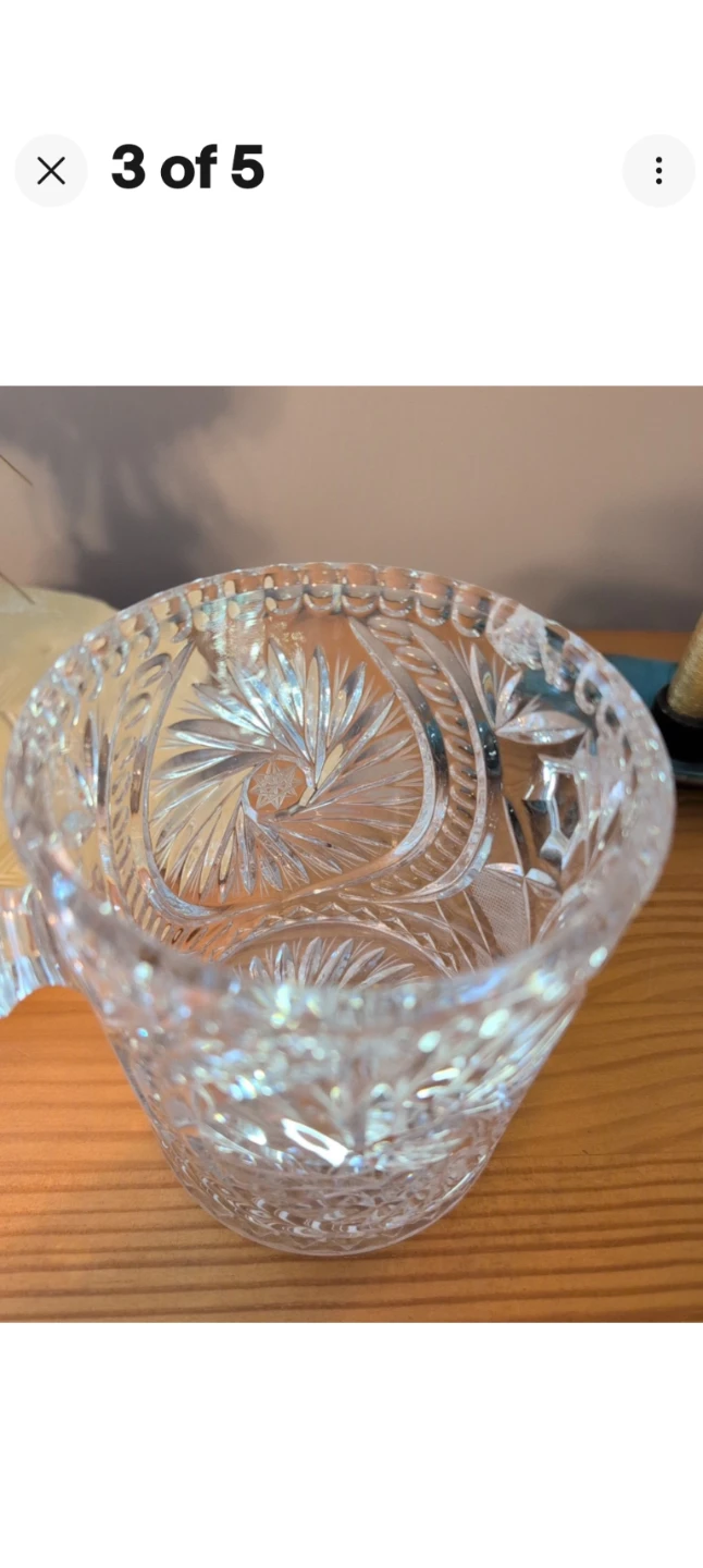 Vintage Cut Crystal Ice Bucket with Handles - photo 3