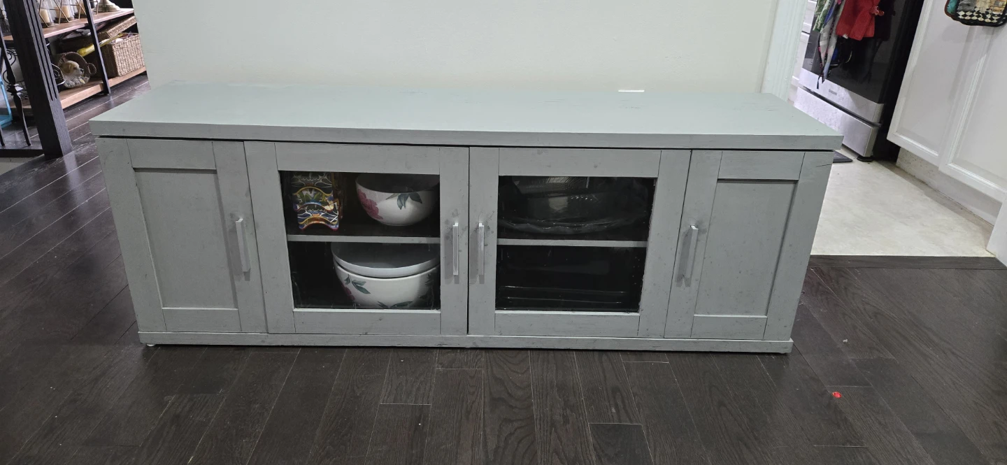 Grey 4-Door Media Console / Storage Cabinet - photo 2