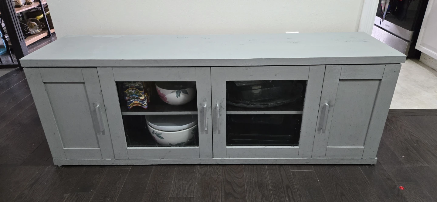 Grey 4-Door Media Console / Storage Cabinet - photo 3