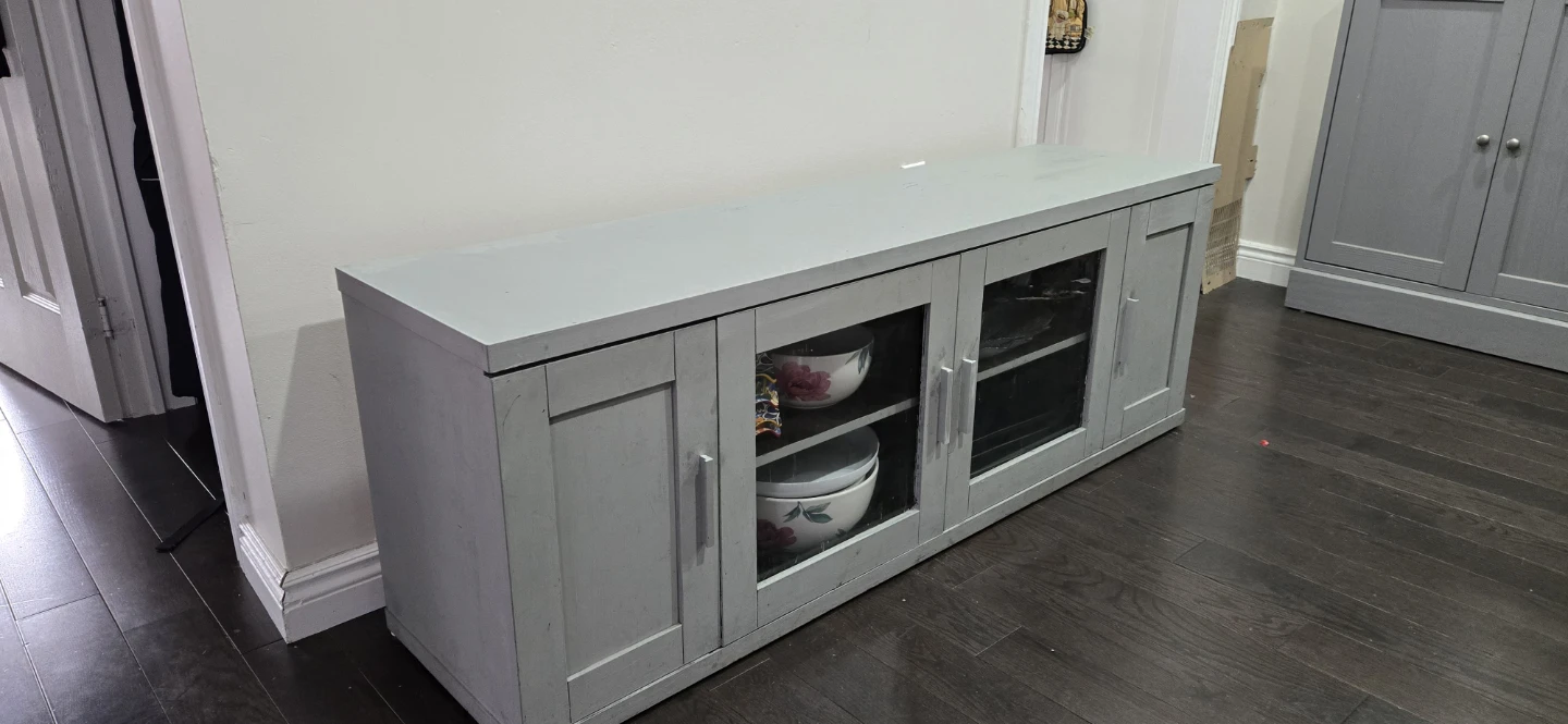 Grey 4-Door Media Console / Storage Cabinet - photo 4
