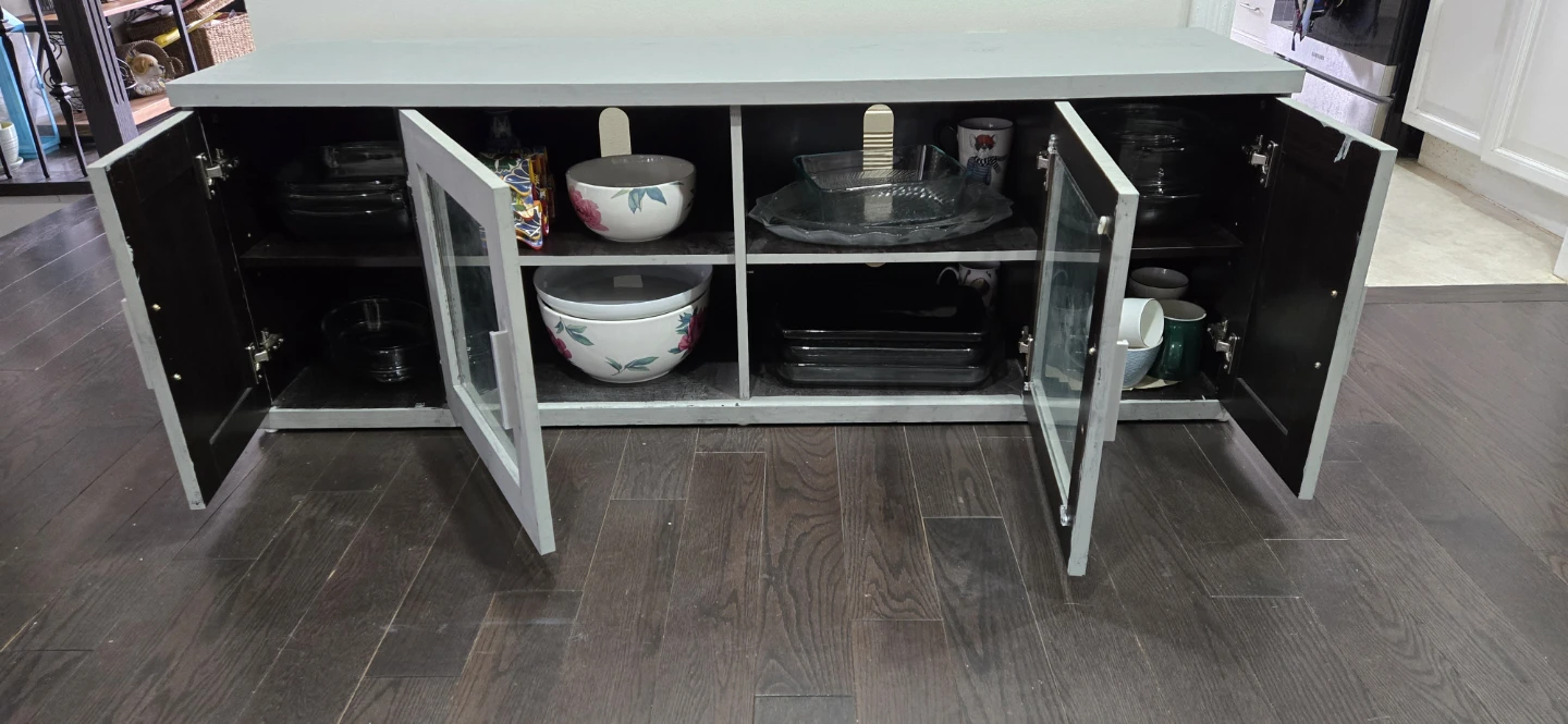 Grey 4-Door Media Console / Storage Cabinet - photo 5