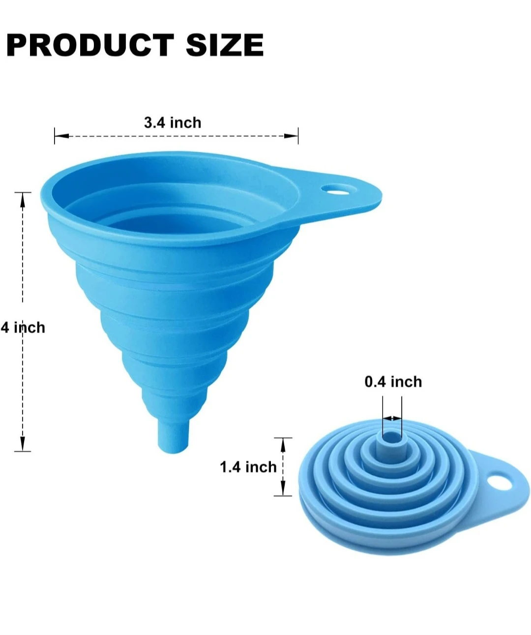 Blue Collapsible Silicone Funnel