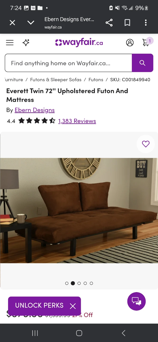 Sofa - Twin 72" Upholstered Futon And Mattress - photo 4