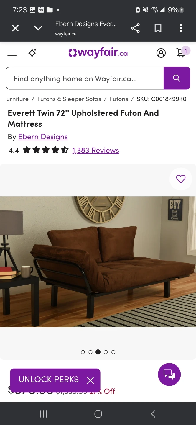Sofa - Twin 72" Upholstered Futon And Mattress - photo 5