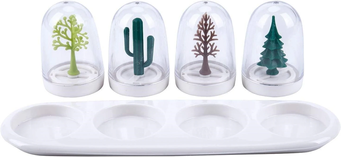 Miniature Tree & Cactus Salt & Pepper Shakers Set with Tray