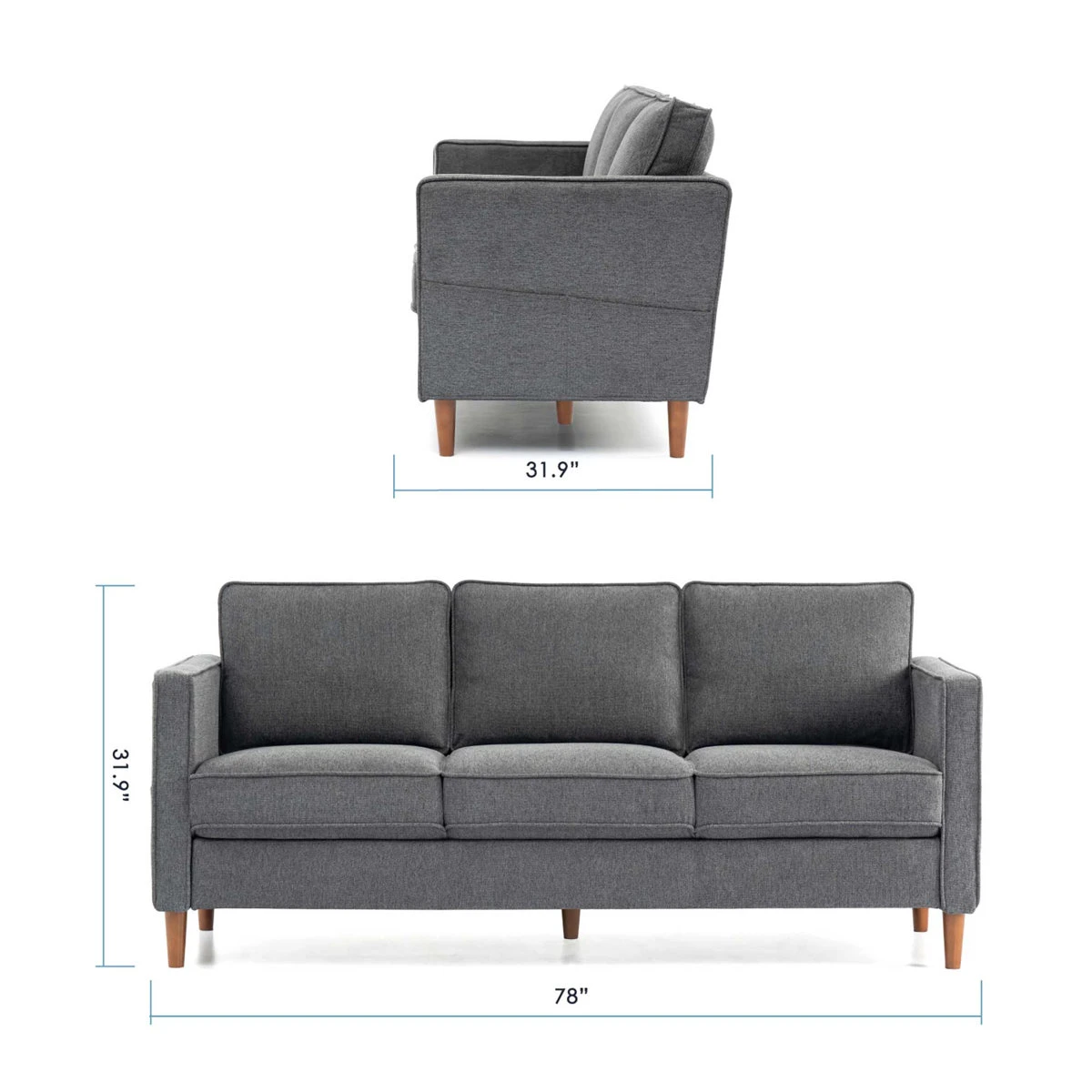Mellow Hana 78" Square Arm Sofa - 3 Seater - photo 4