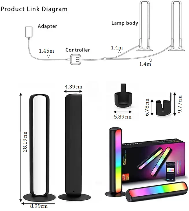 Smart Life Tuya WIFI RGBIC Ambience LED Light Bar 10W | 2 Bars | - photo 2
