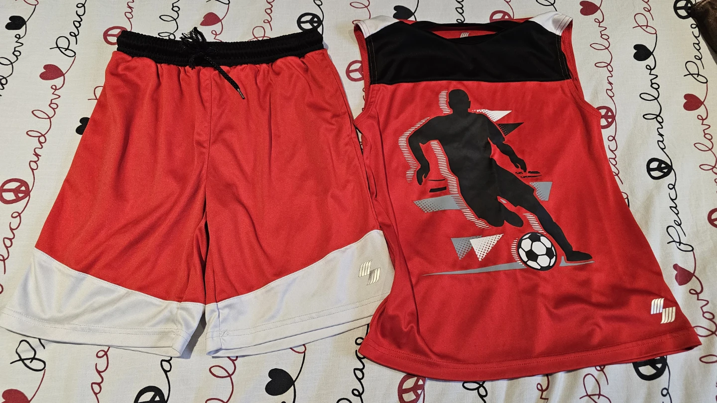 Sport-Tek Red Soccer Jersey and Shorts Set