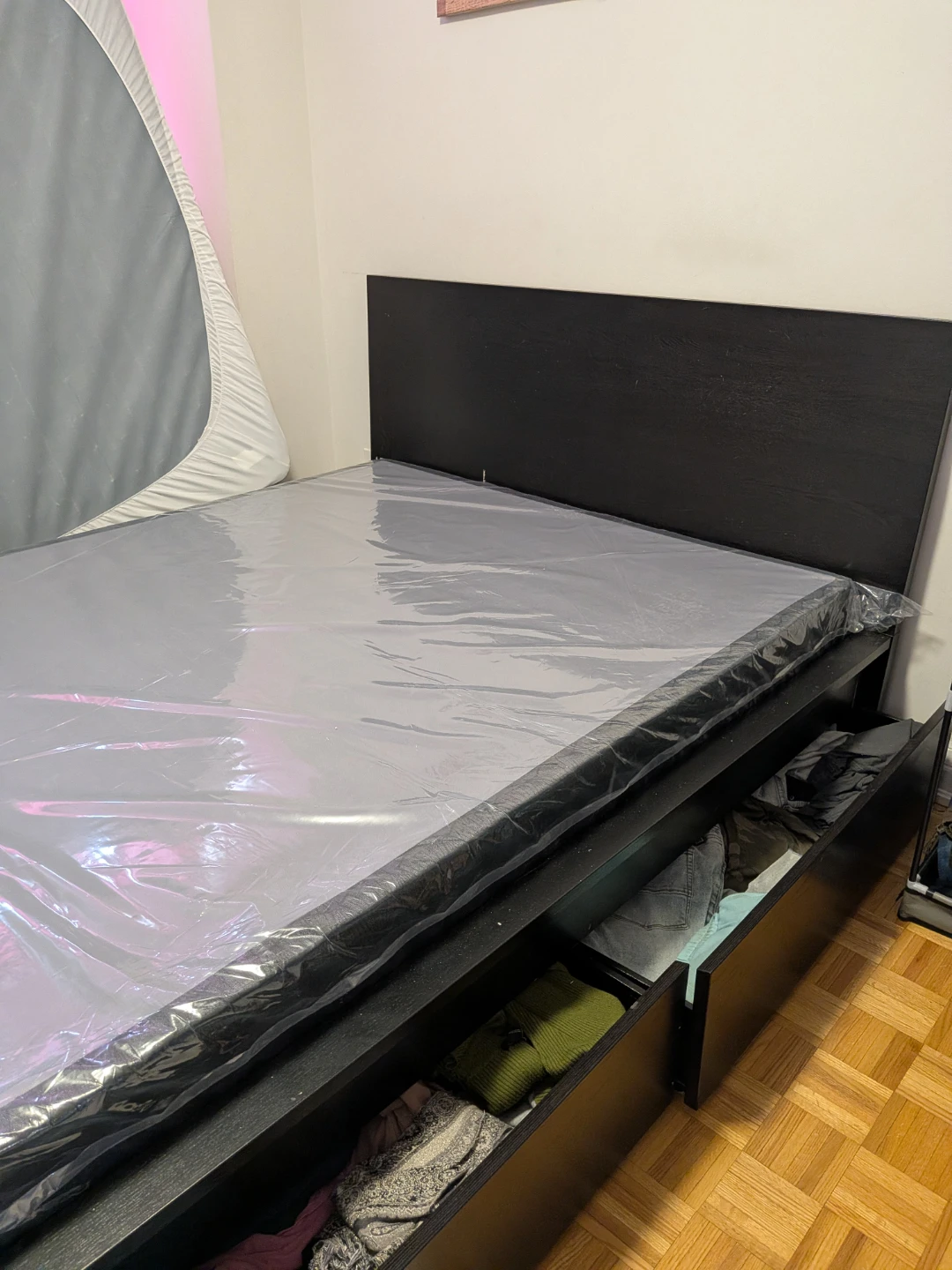 Black Queen Bed Frame with Storage Drawers