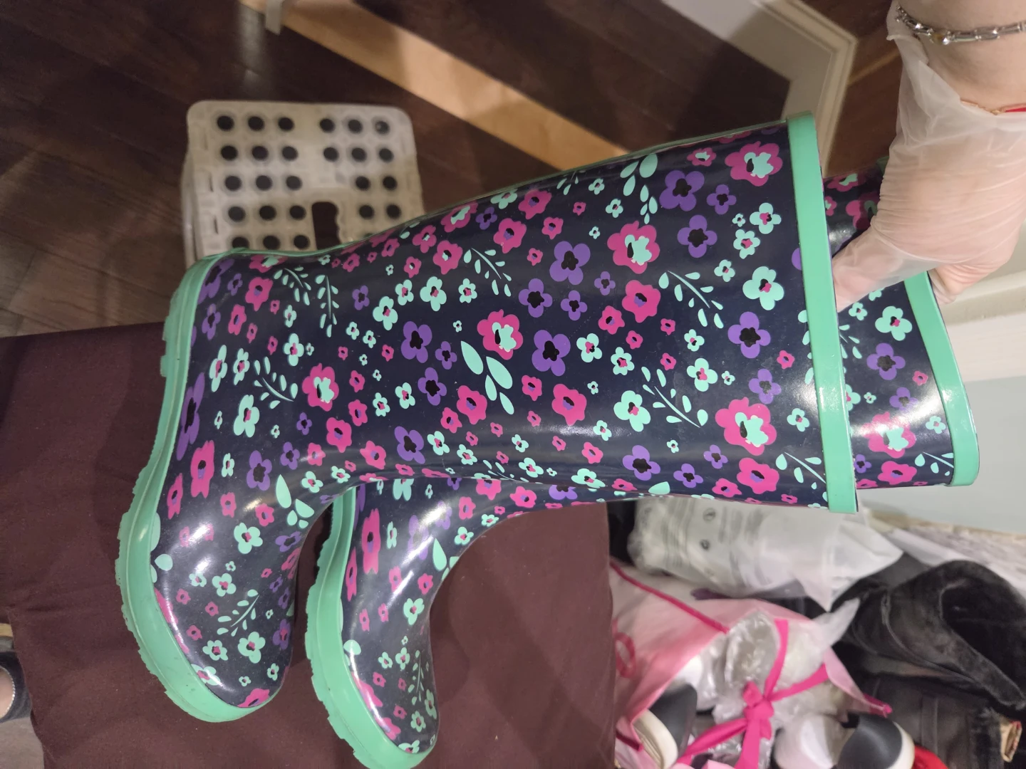 Floral Rubber Rain Boots Size 8