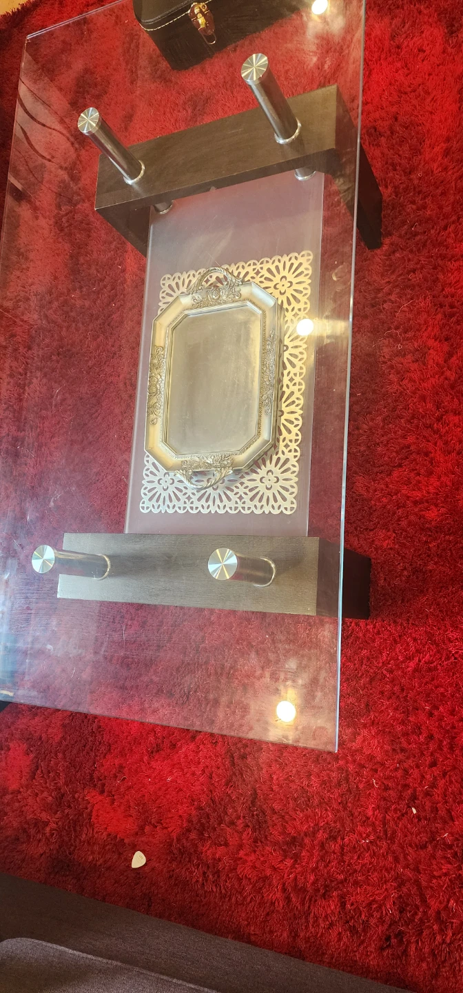 Glass Coffee Table with Decorative Inlay