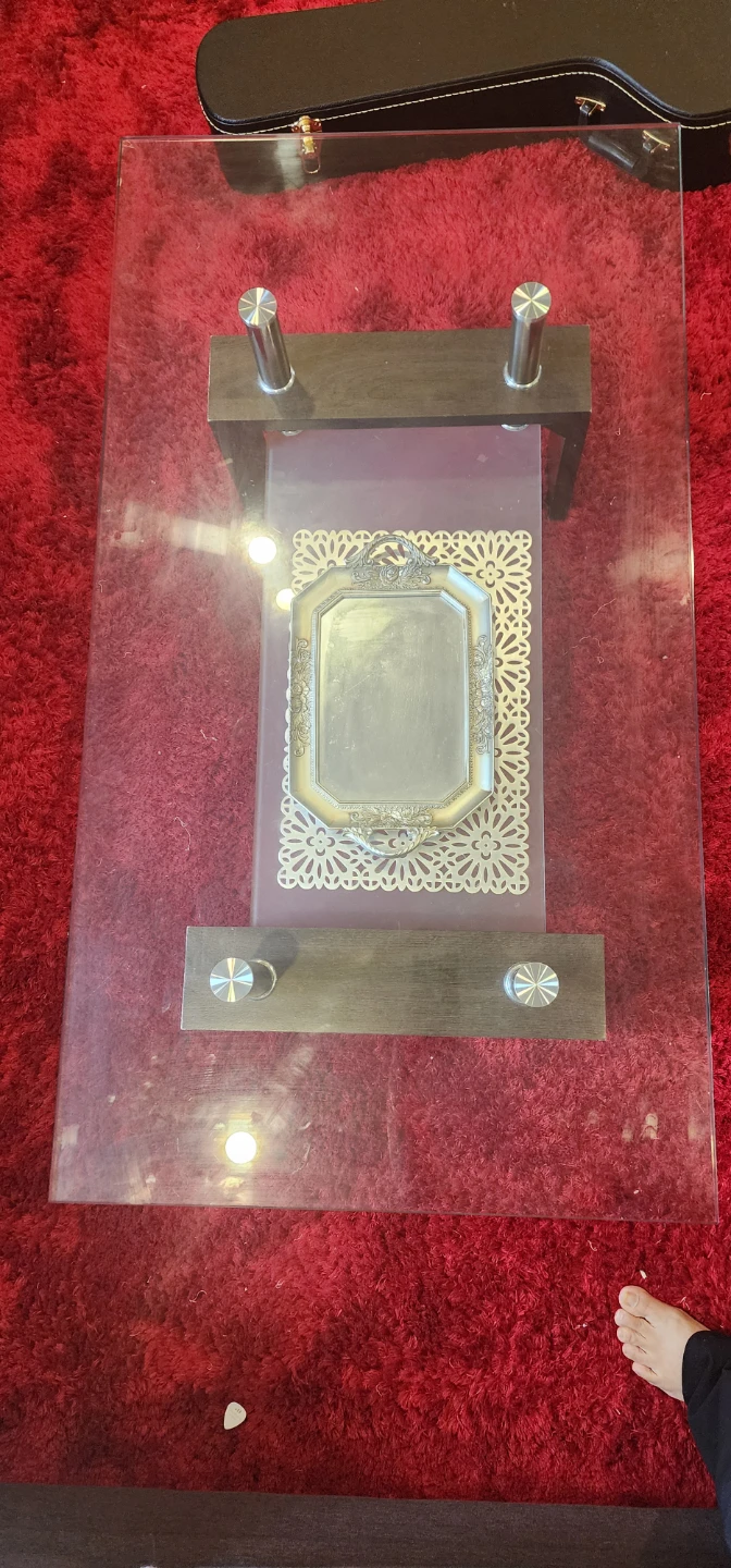 Glass Coffee Table with Decorative Inlay - photo 2