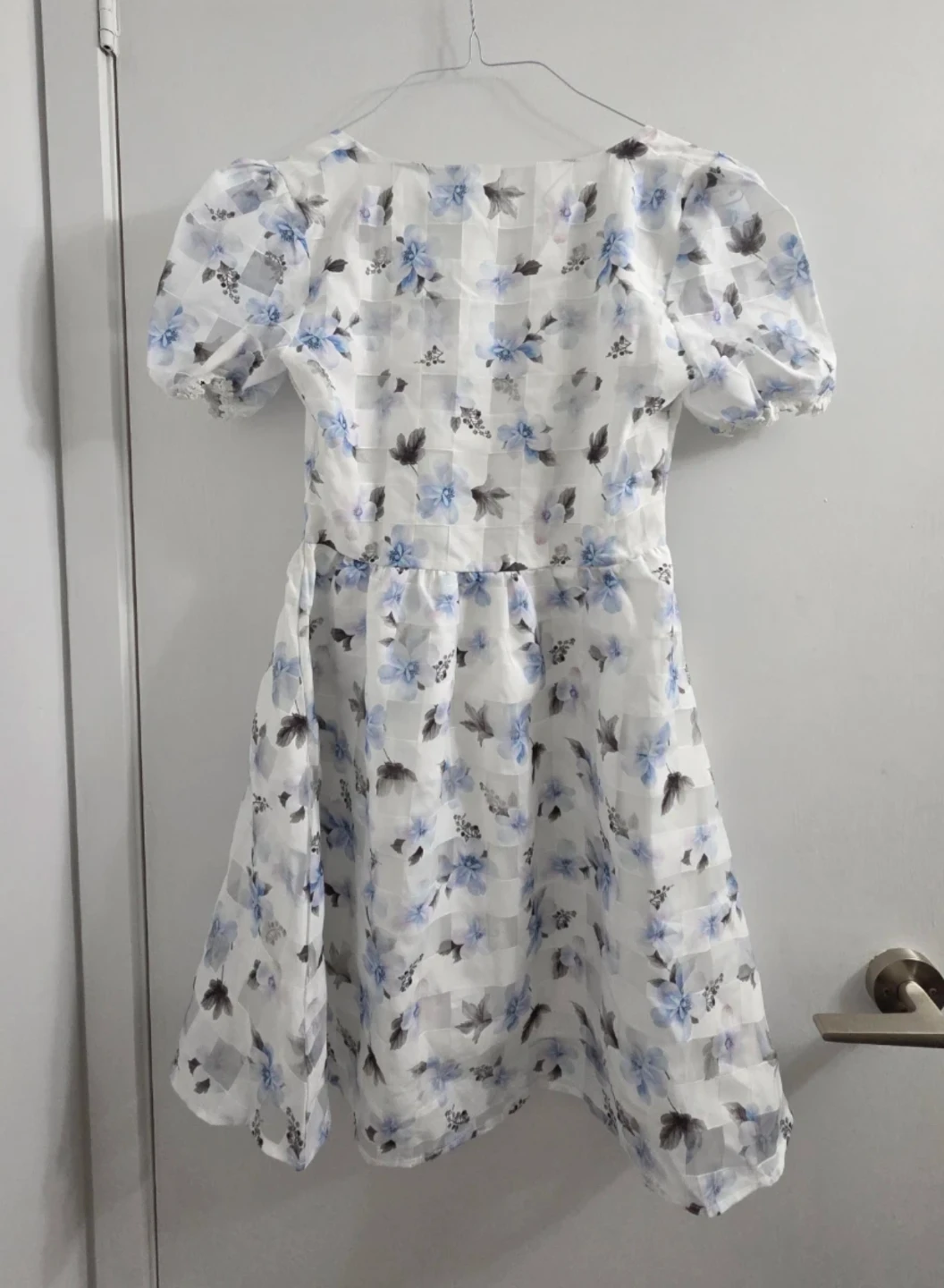 White Floral Puff Sleeve Dress - photo 2