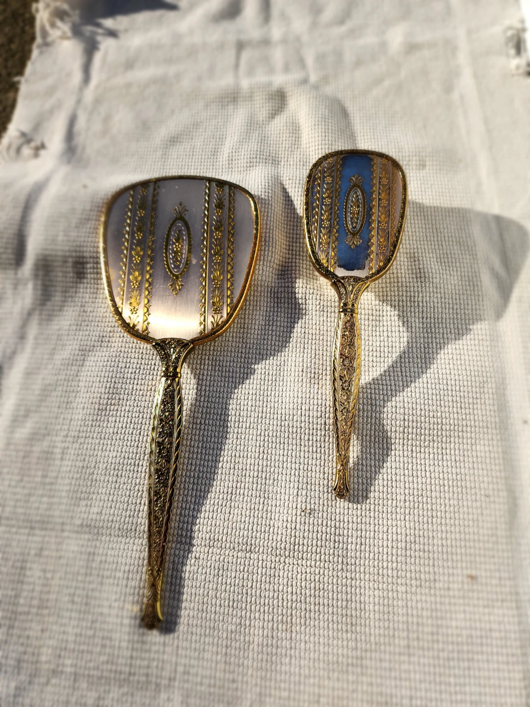 Vintage Ornate Hand Mirror and Brush Set