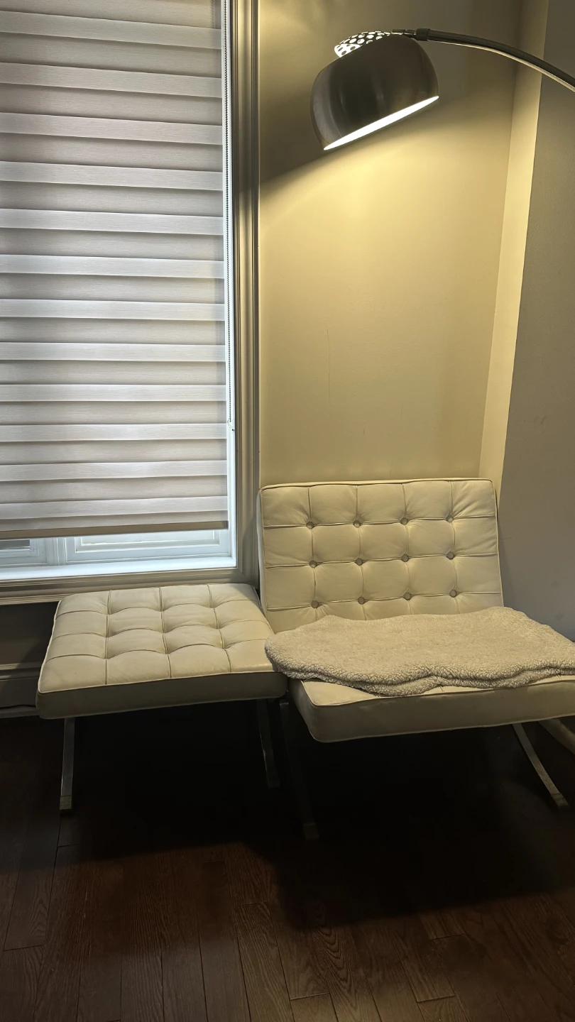 White Tufted Accent Chair with Ottoman