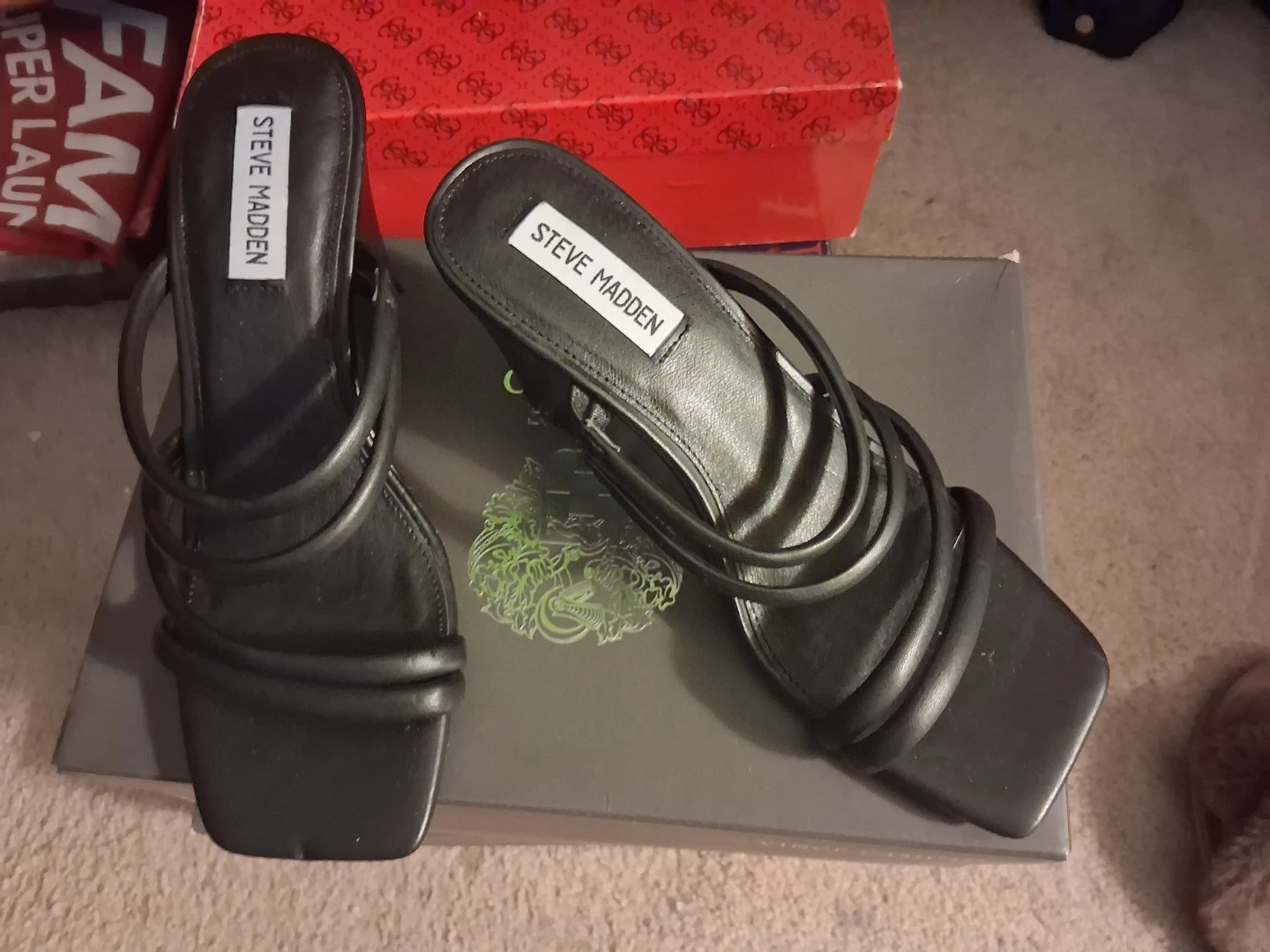 Steve Madden Pink and Black Wedge Sandals - photo 2