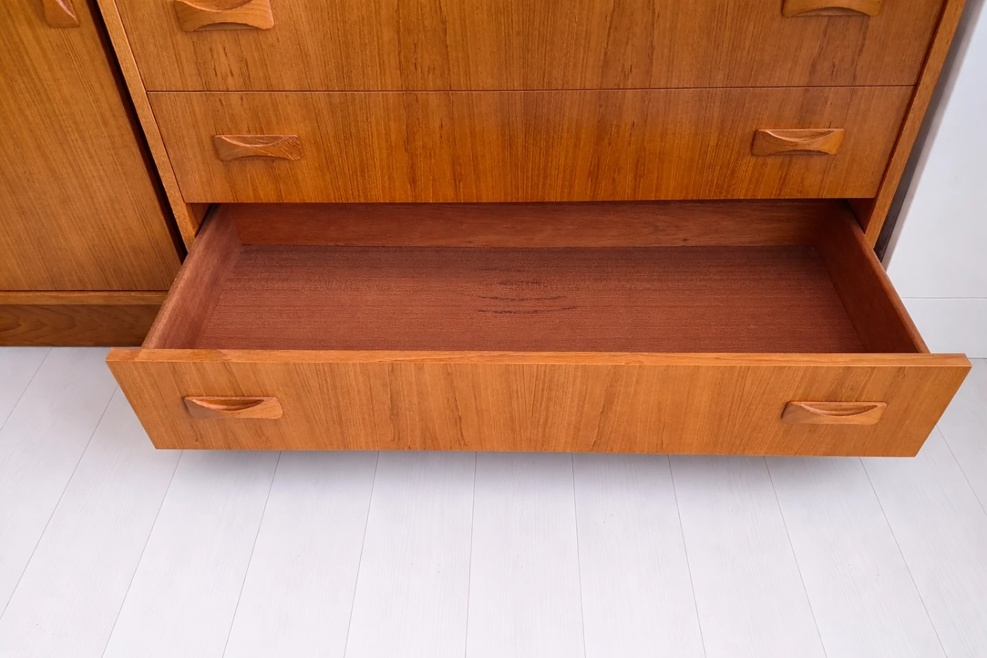 Mid-Century Teak Bookshelf with Drawers and Sliding Doors - photo 5