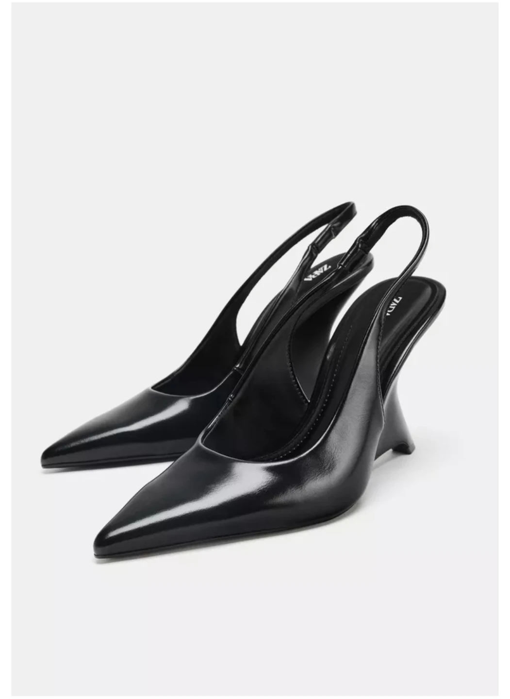 Zara Black Wedge Slingback Heels Size 41 - photo 2
