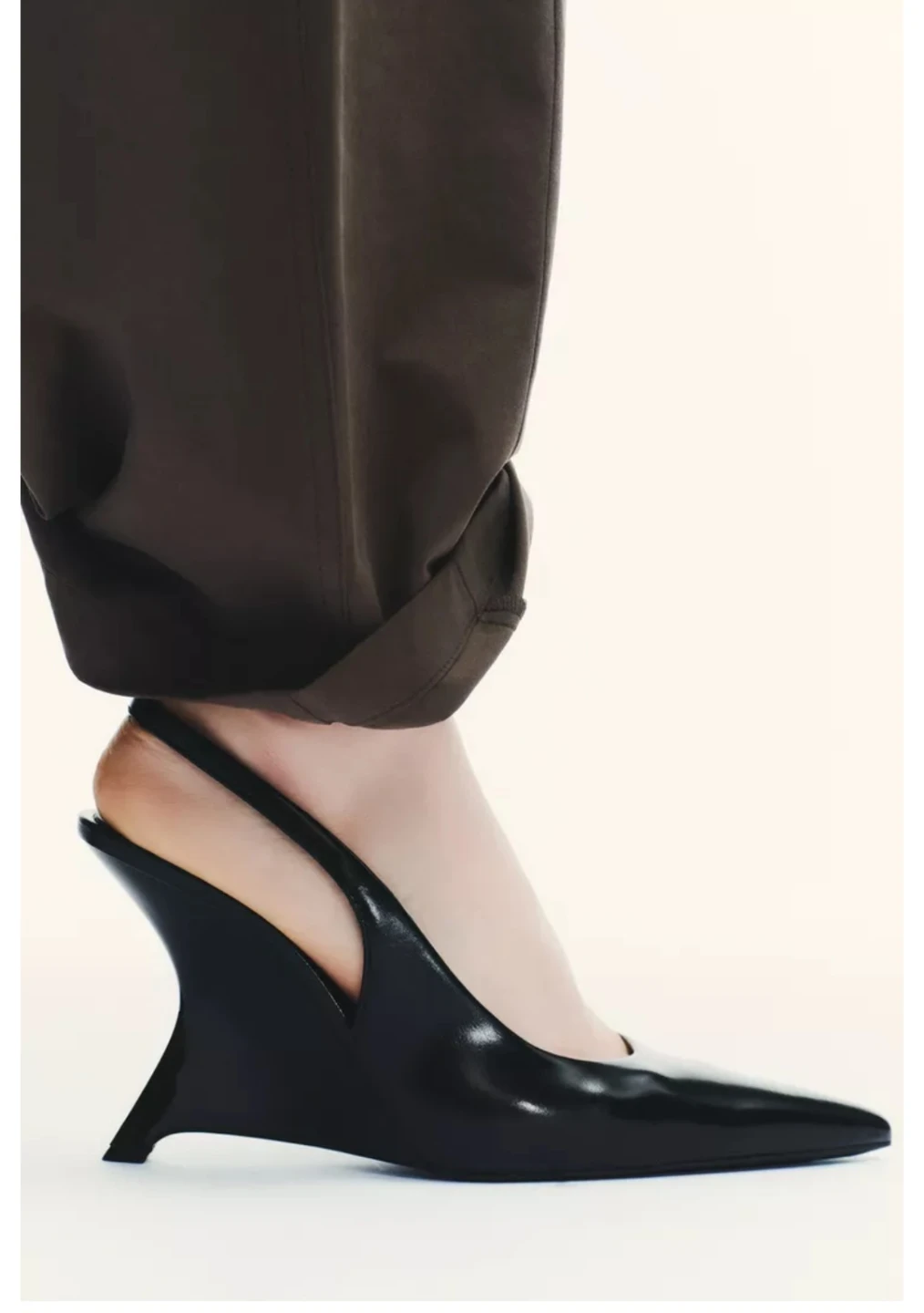 Zara Black Wedge Slingback Heels Size 41 - photo 3