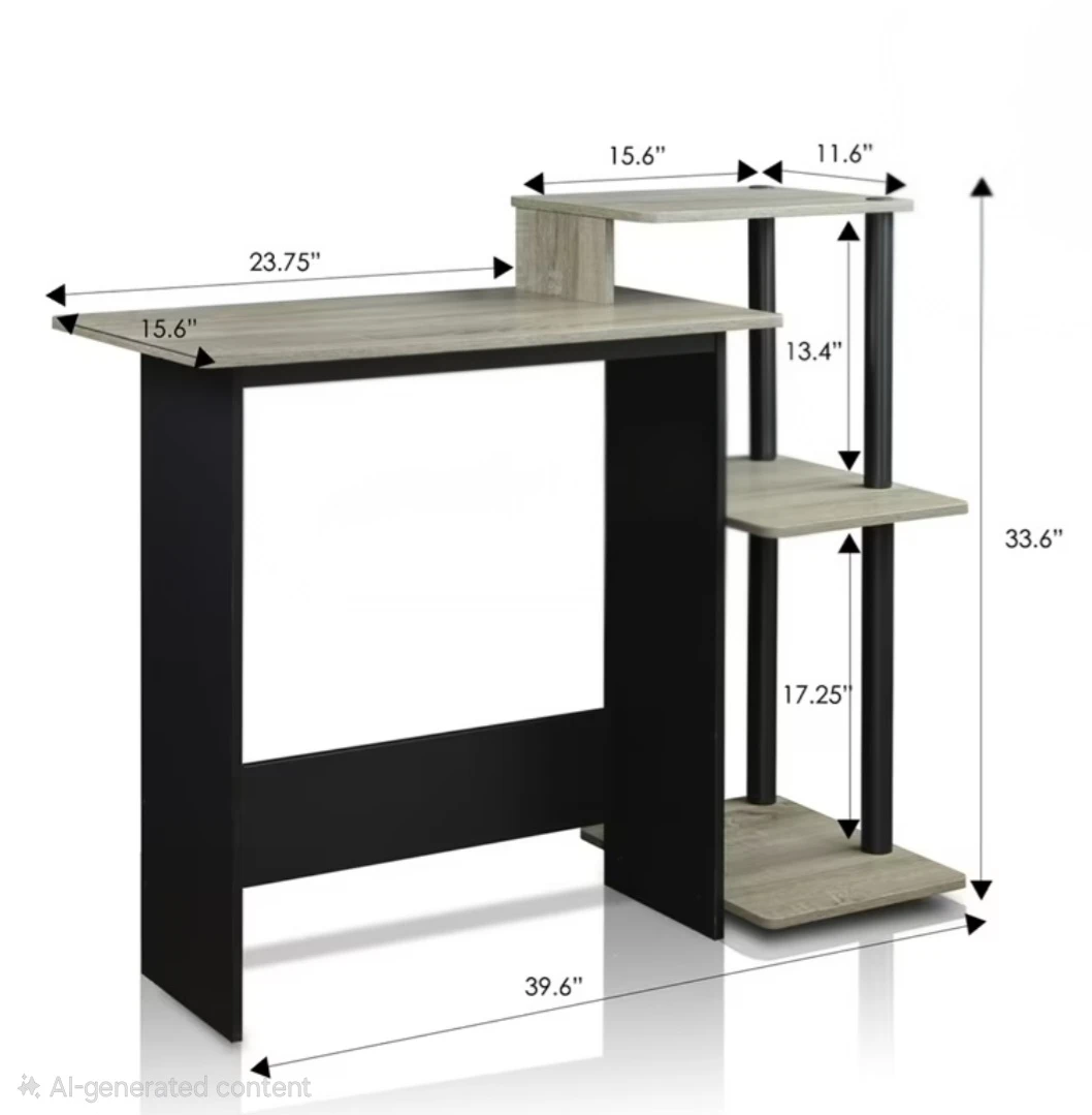 Furmino Compact Computer Desk with Shelves - photo 2