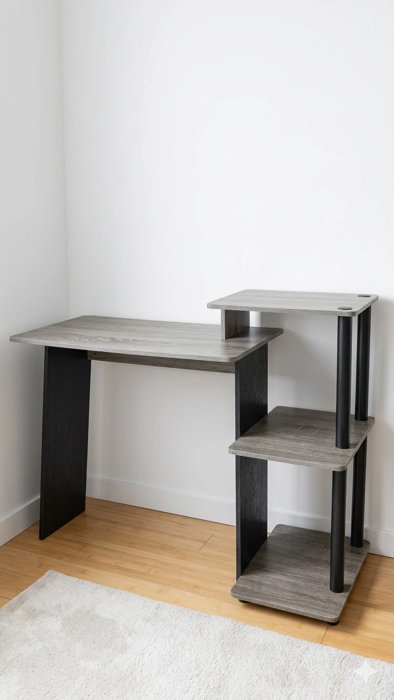 Furmino Compact Computer Desk with Shelves - photo 4