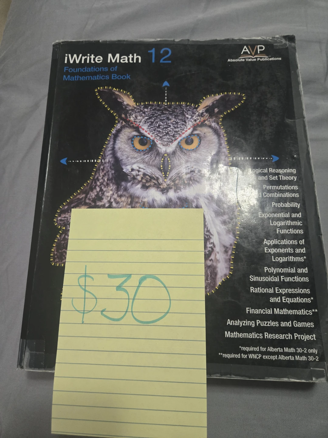 iWrite Math 12 Foundations of Mathematics Book