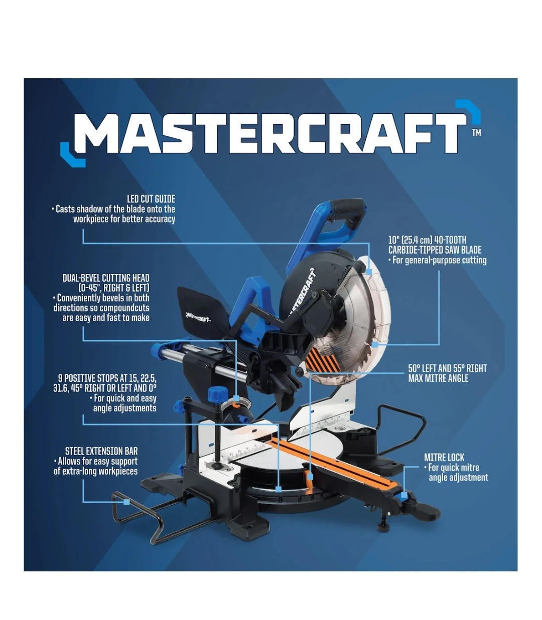Mastercraft Dual Bevel Sliding Mitre Saw 10" - photo 5