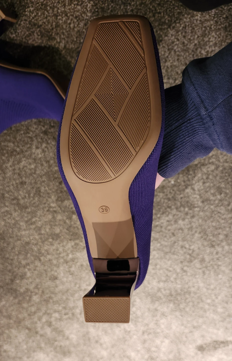 Purple Knee-High Knit Block Heel Boots - photo 4