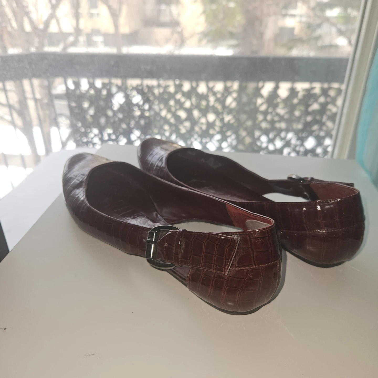 Nine West Women's Burgundy Croc Embossed Ballet Flats - photo 2
