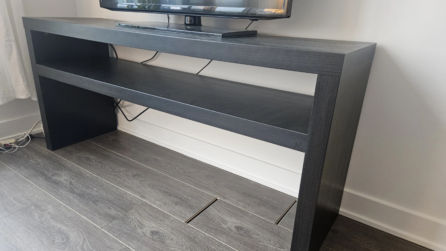 Dark Wood Console Table with Shelf