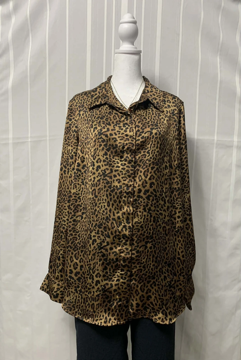 Cleo Leopard Print Button-Up Shirt - Size L - photo 2
