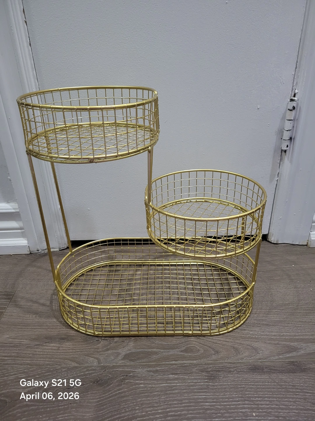 Gold 3-Tier Wire Basket Shelf