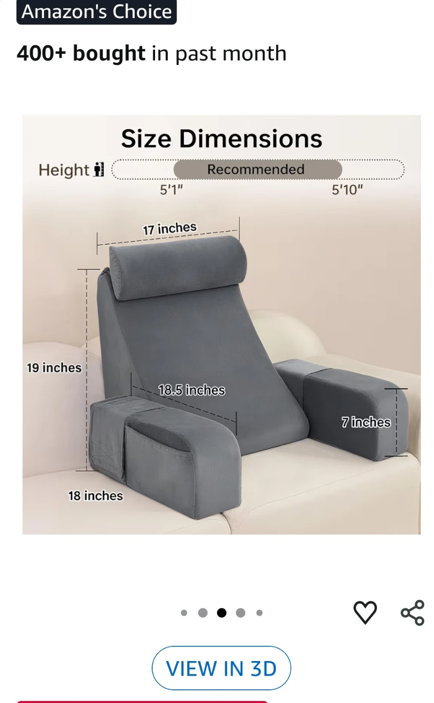 ENITYA Reading Pillow for Bed Sitting Adult Backrest Cushion - photo 2