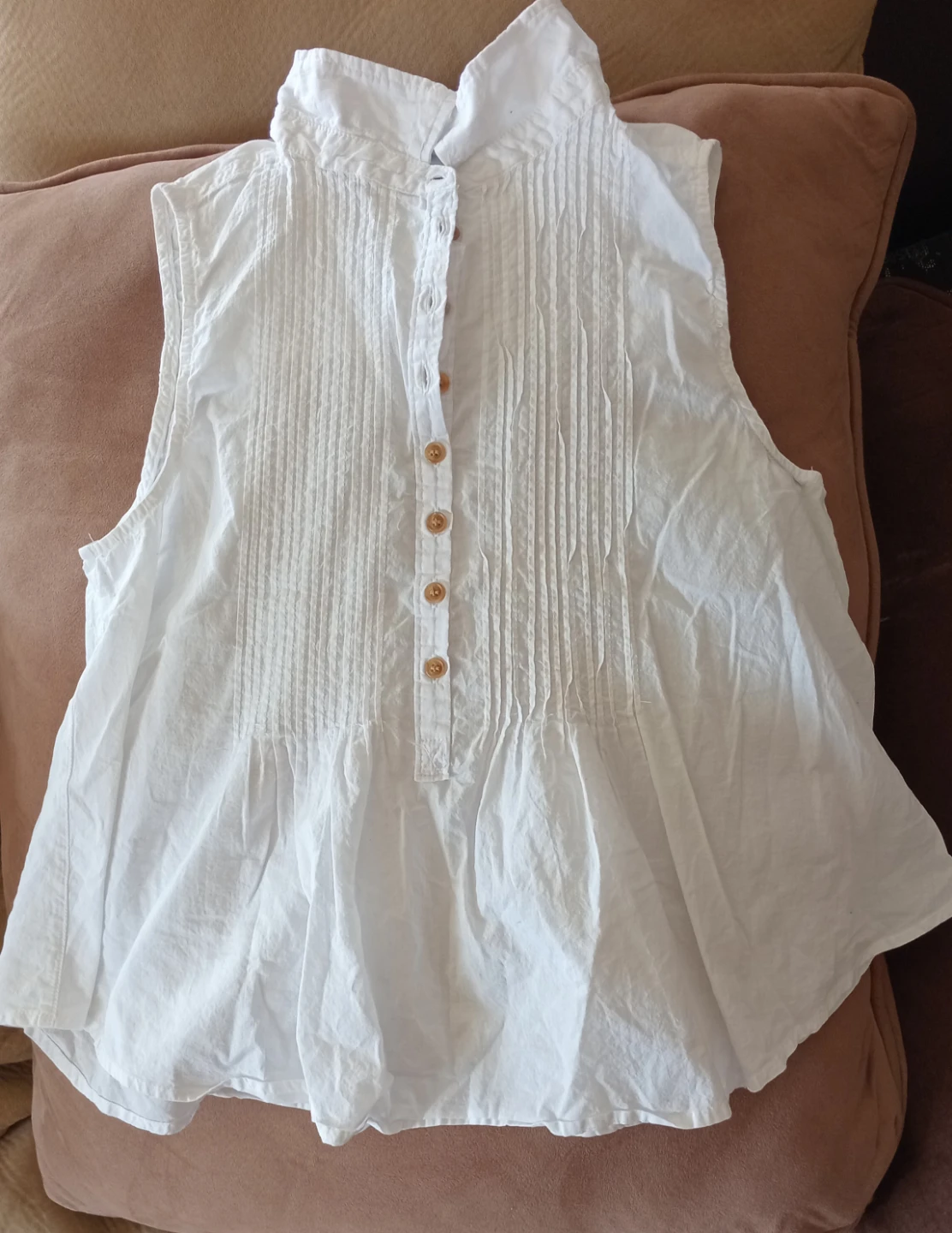 White Sleeveless Blouse - M