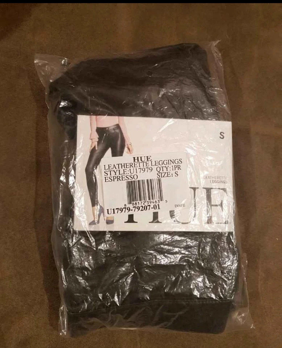 HUE Leatherette Leggings - Espresso - Size S - photo 2