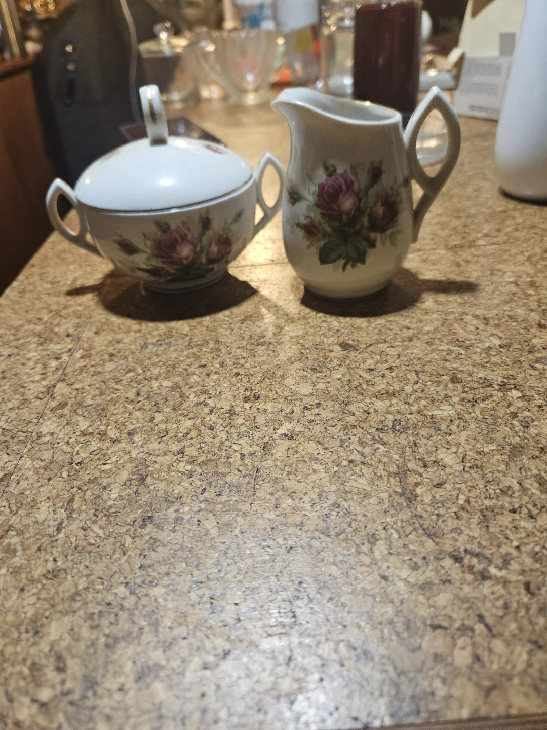 Rose Pattern Sugar Bowl and Creamer Set - photo 2