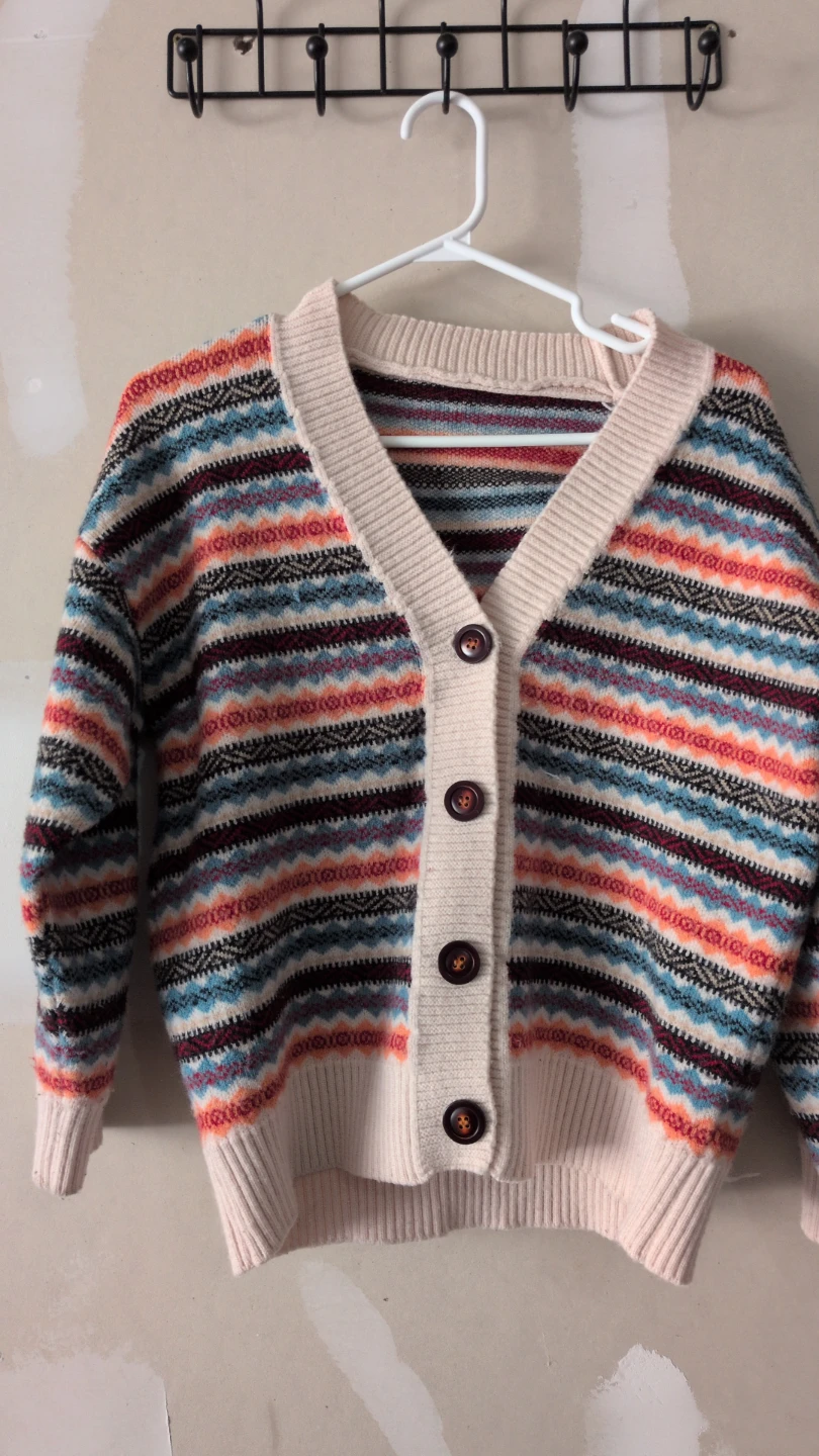 Colourful Striped Button-Up Cardigan
