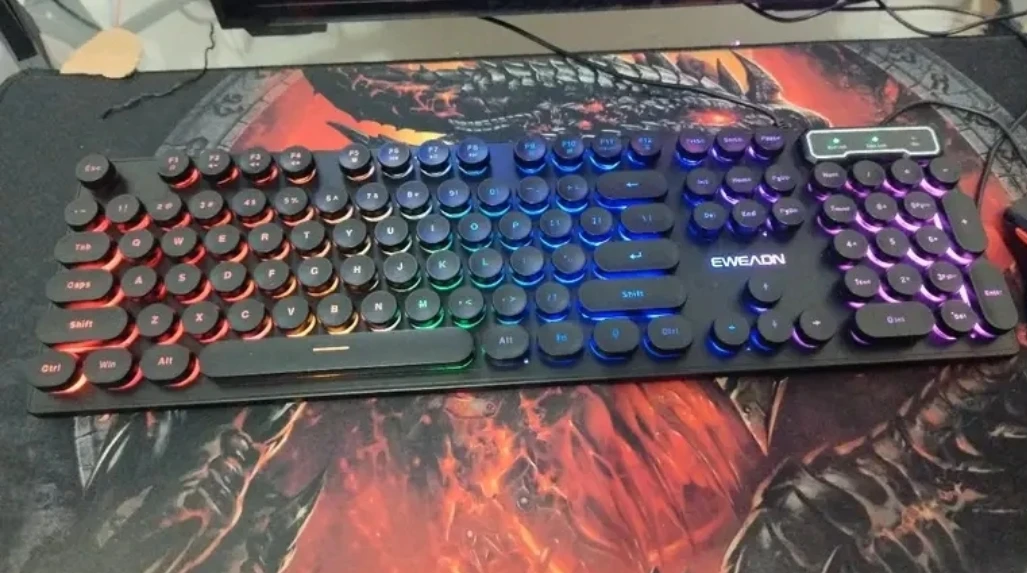 EWEADN Retro Round Keycap Mechanical Keyboard