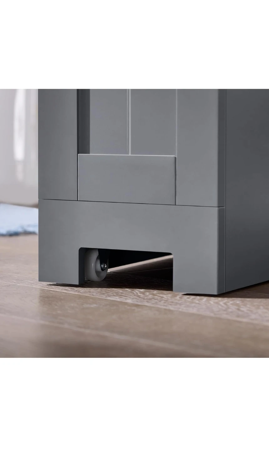 Grey Slim Bathroom Storage Cabinet with Drawer and Door - photo 4