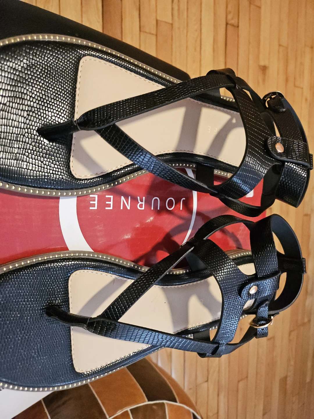 Journee Collection Black Faux Leather Strappy Sandals - photo 2