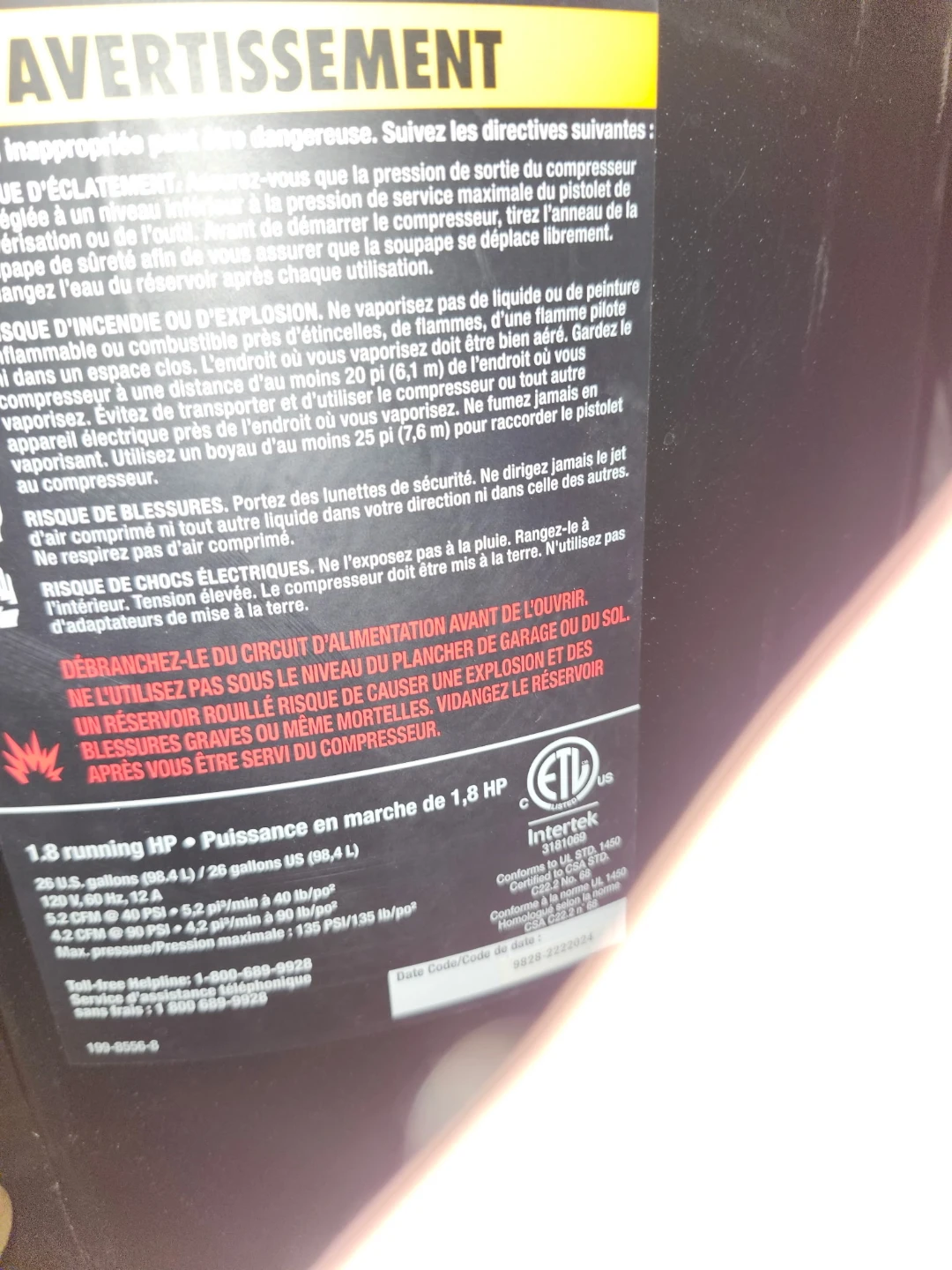 Mastercraft 1.8 HP 20 Gallon Air Compressor - photo 3