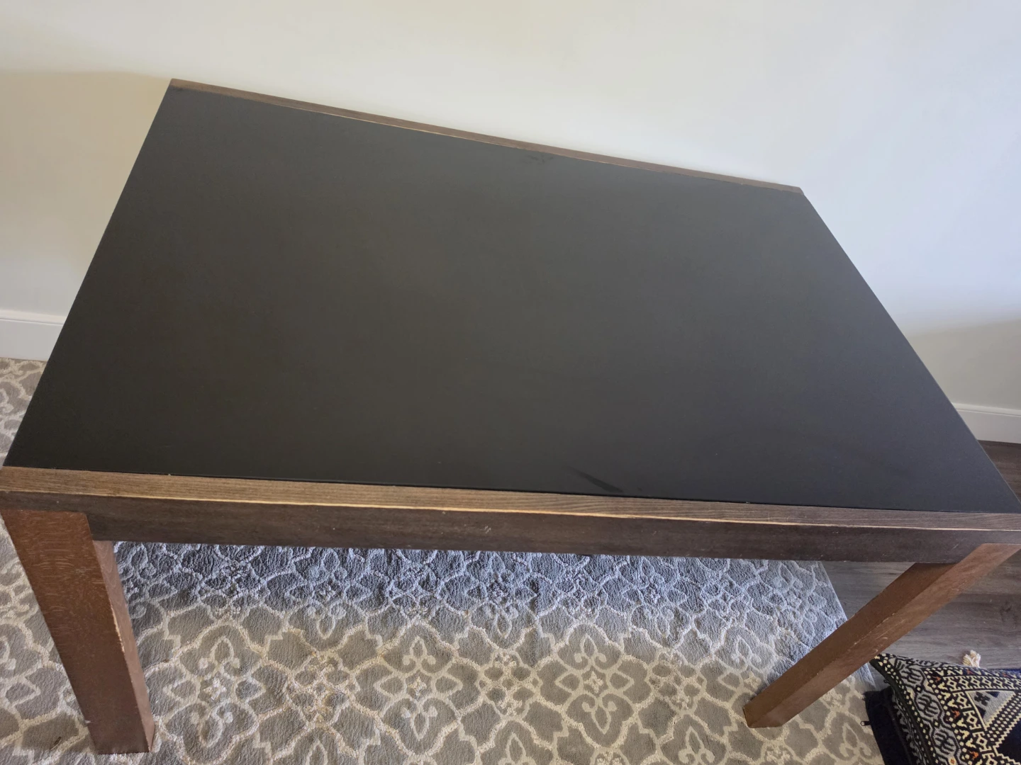 Black Dining Table with Wooden Legs