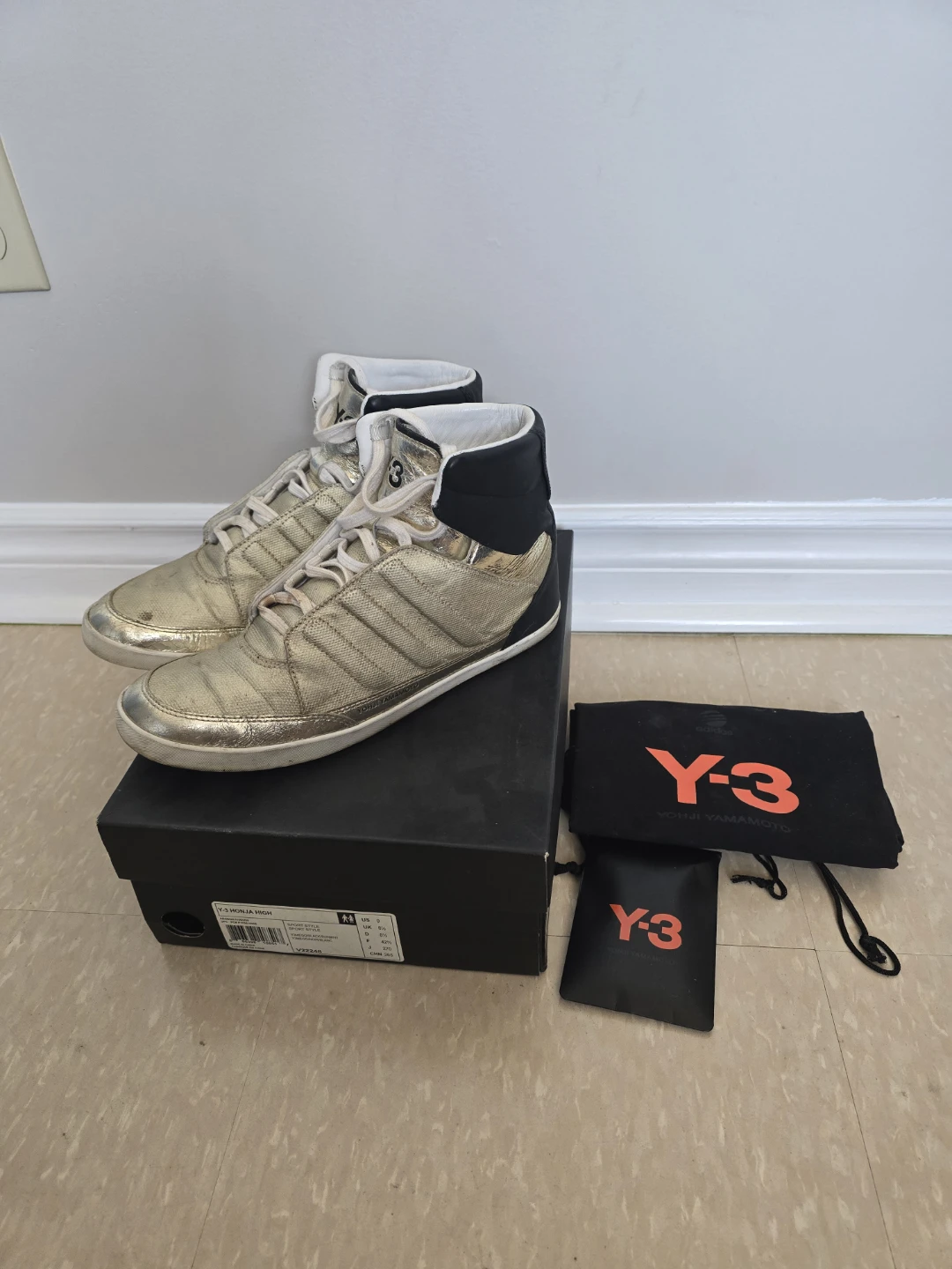 Y-3 High Top Sneakers Gold