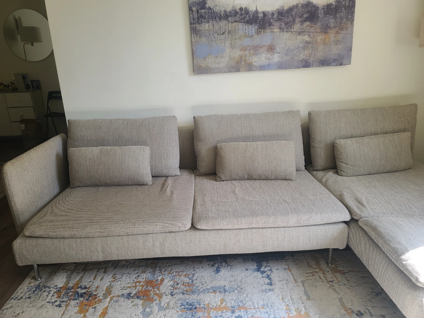 Ikea Light Gray Sectional Sofa with Chaise - photo 4