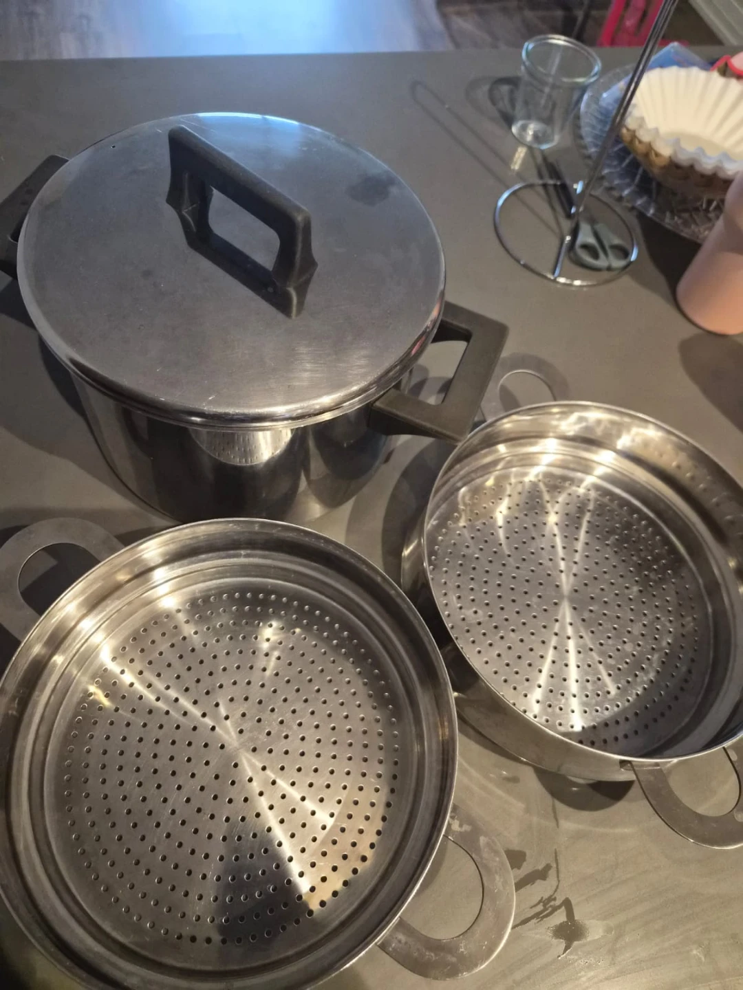Stainless steel steamer set