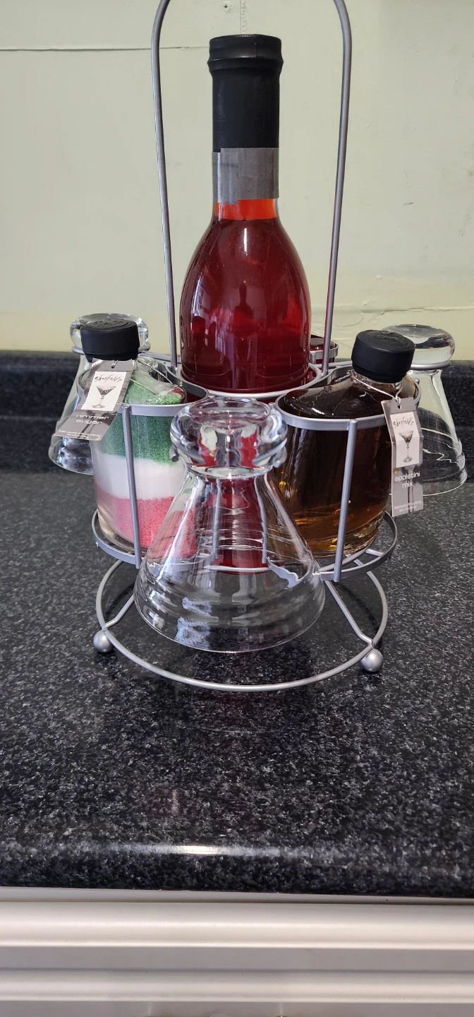 Cocktail Set with Bottles and Glasses