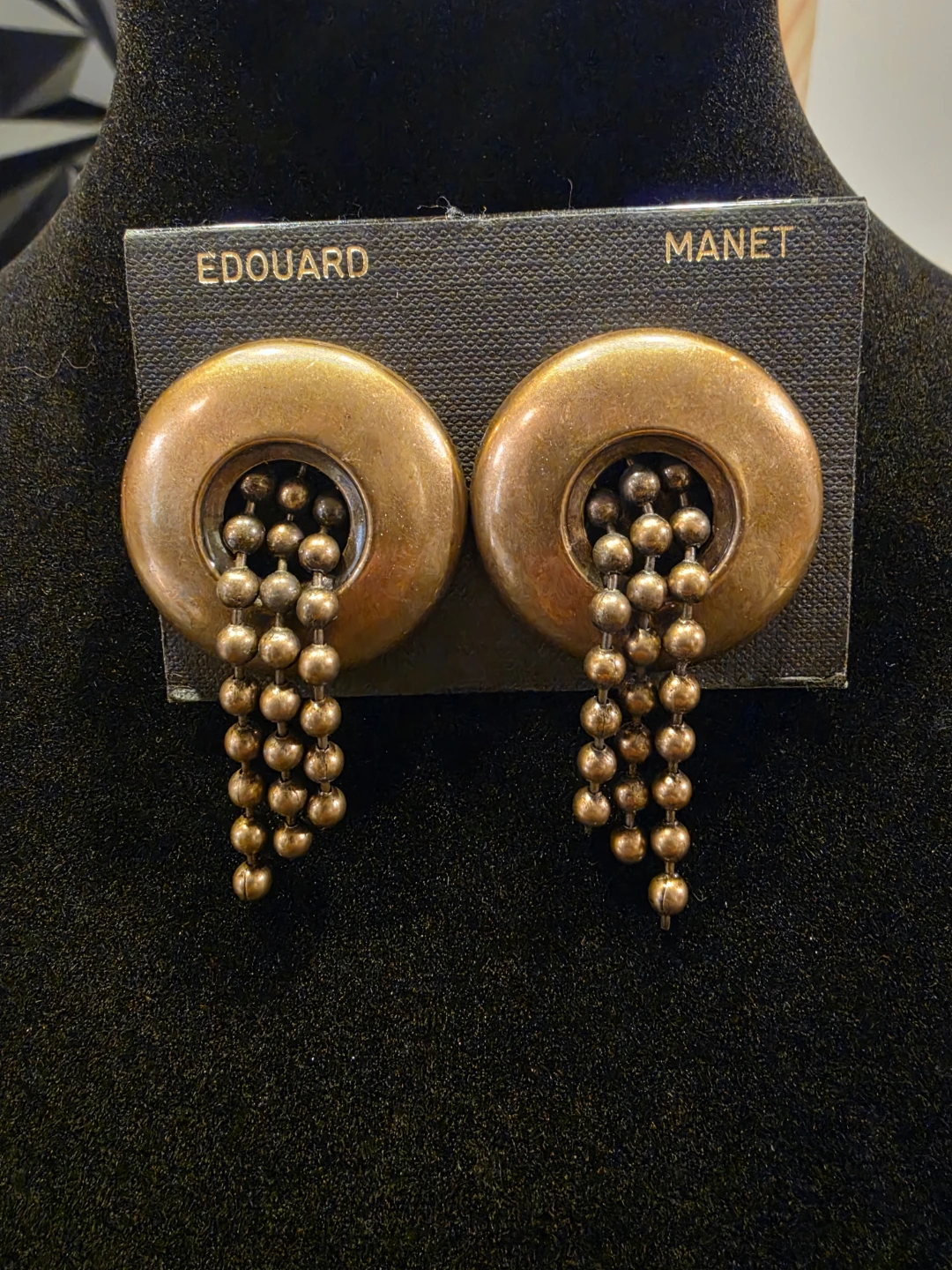 Edouard Manet Gold Tone Dangle Earrings