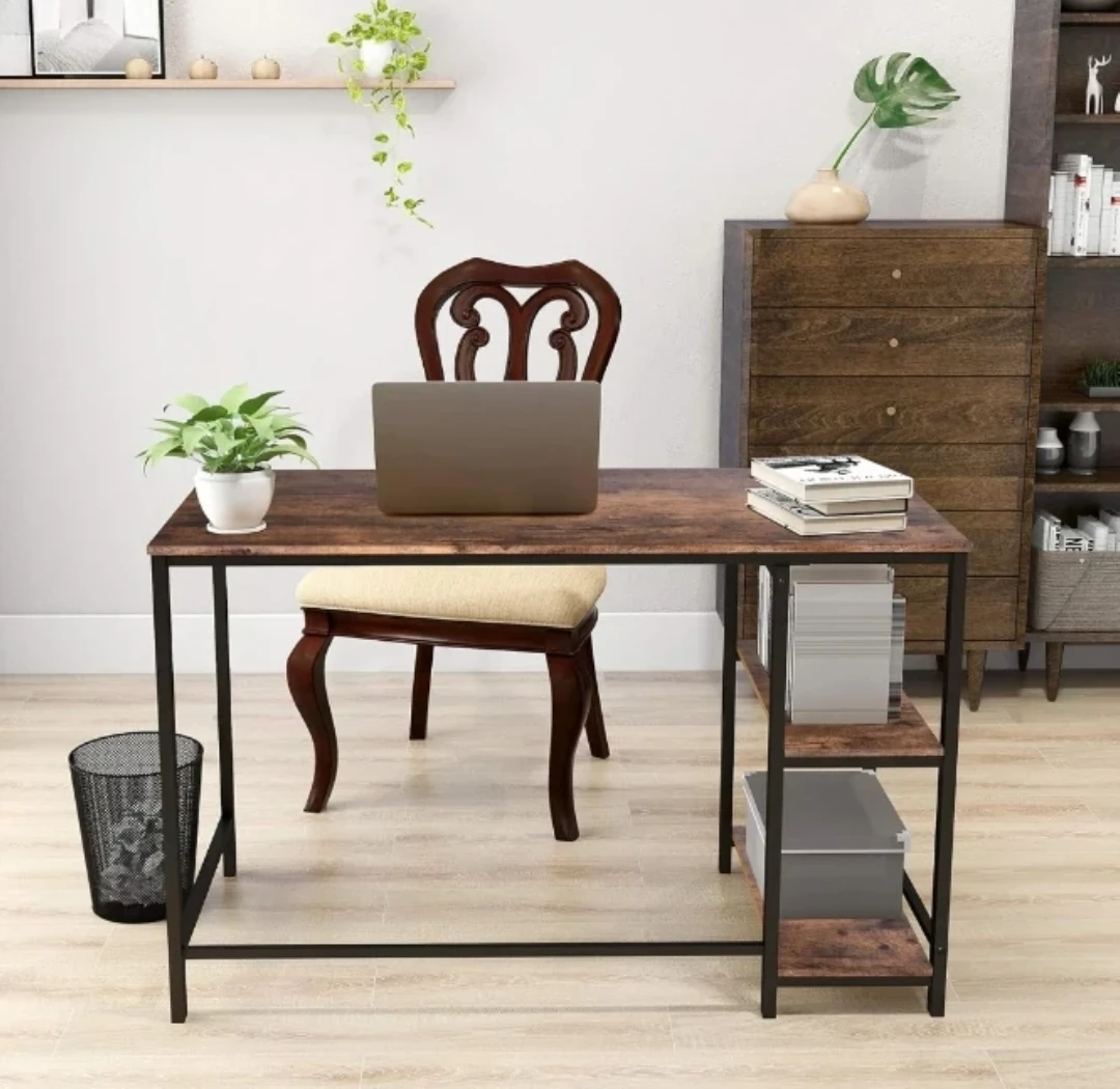 Rustic Brown Desk with Shelves - photo 4